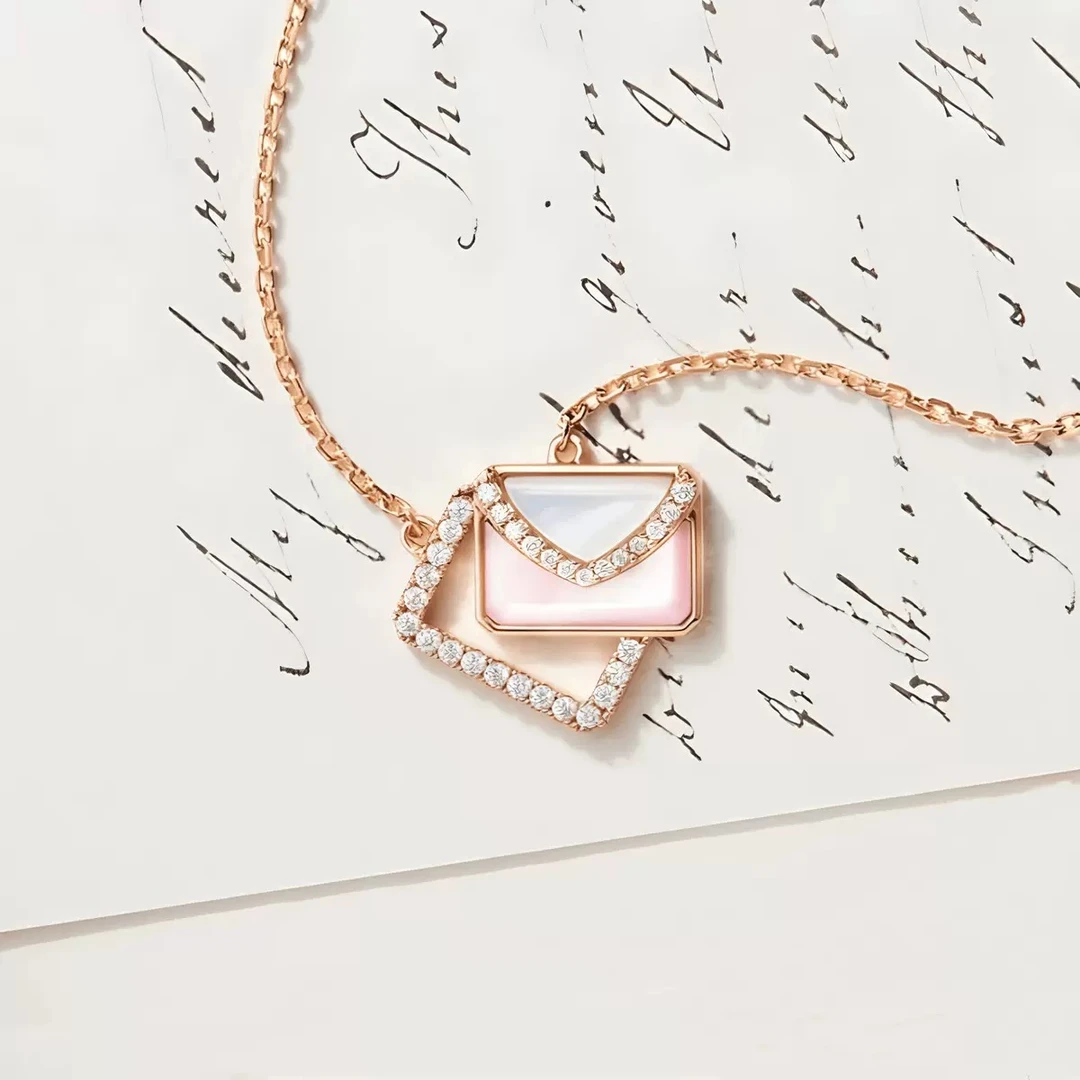 坠链均925银贝壳 925银轻奢款情书镂空小众设计锁骨链百搭项链