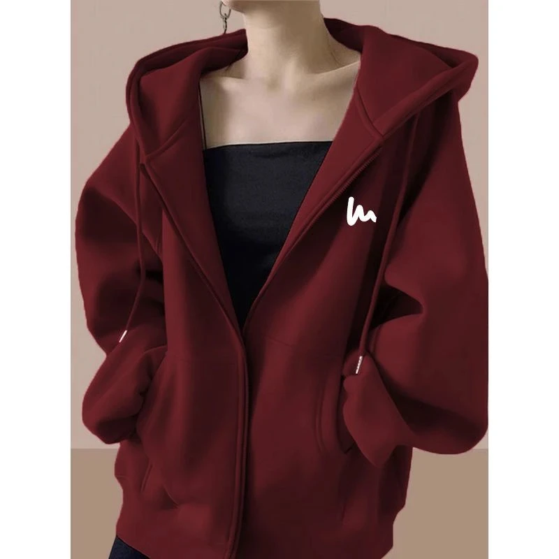 加大码300斤复古时尚宽松开衫连帽卫衣春秋情侣款重磅简约外套潮
