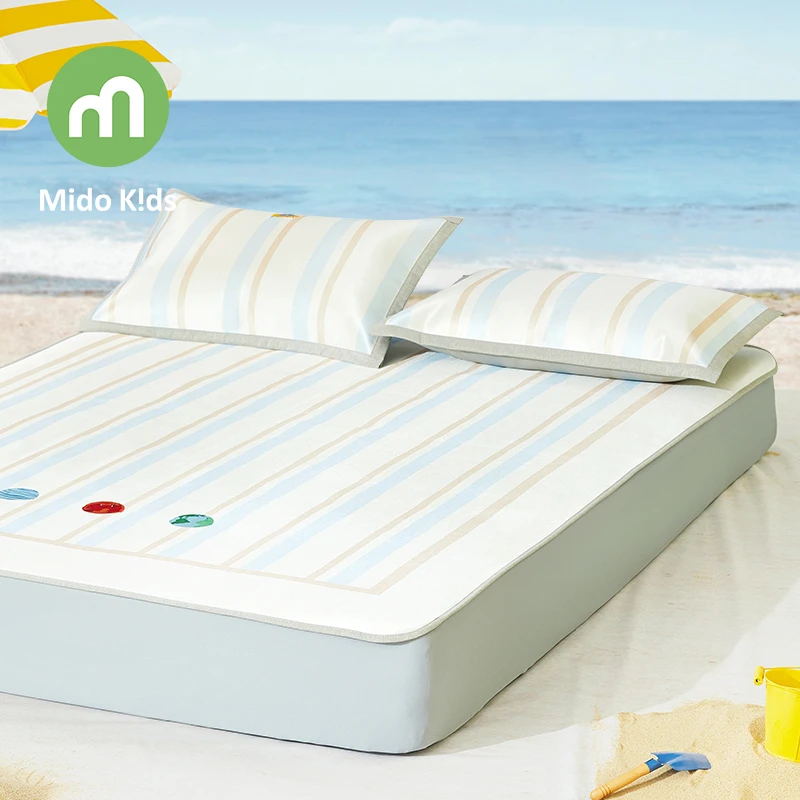 铭都宝贝【星球探险-凉席】儿童夏季冰丝凉席 可折叠凉感席子三件套