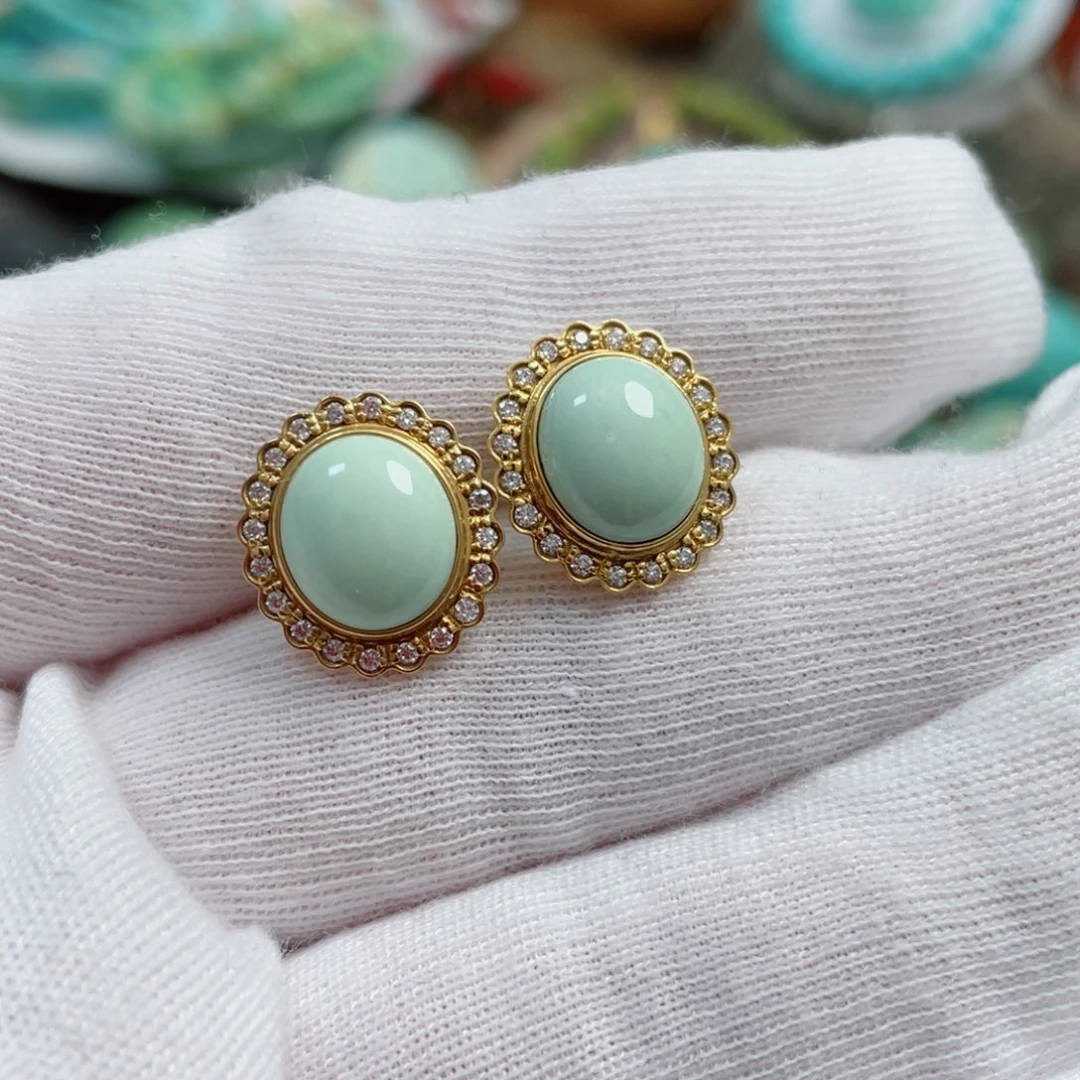 绿松石珠宝奇石18K金镶嵌