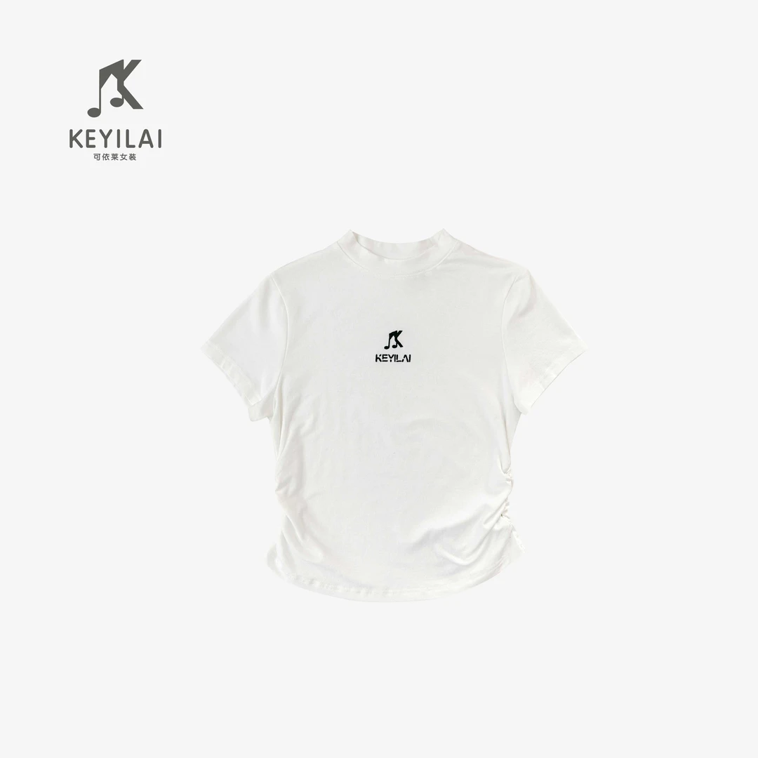 KYL可依莱-收腰刺绣百搭正肩紧身上衣T恤DQ6R0601