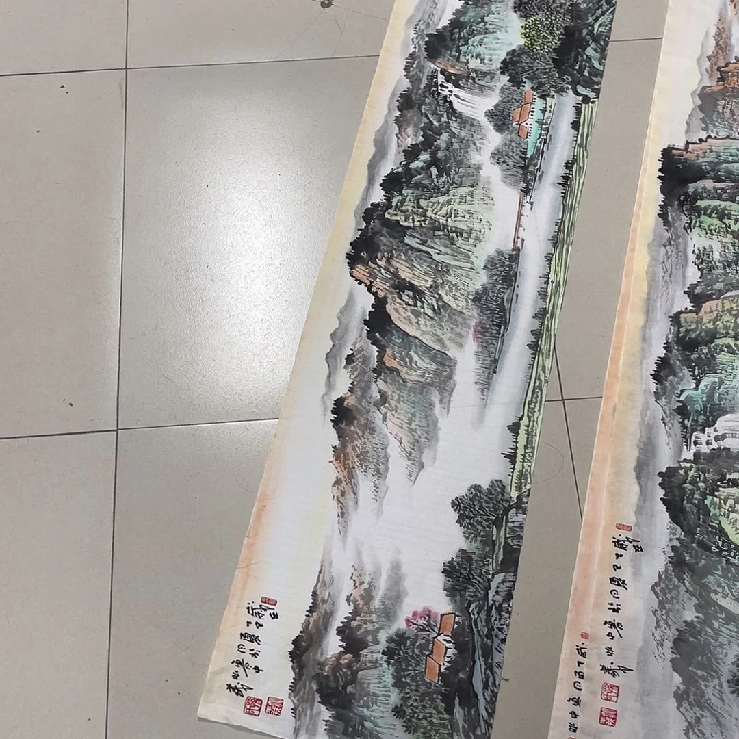 平***哥国画四尺对开画芯 捡漏