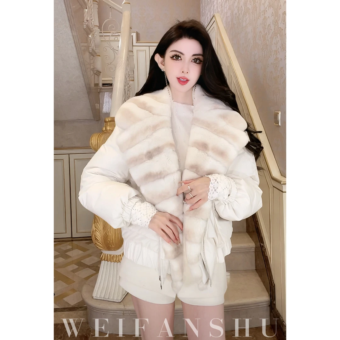 WEIFANSHU/魏凡舒【瑞士笔记】冬季新款保暖小个子獭兔毛领鹅绒外套