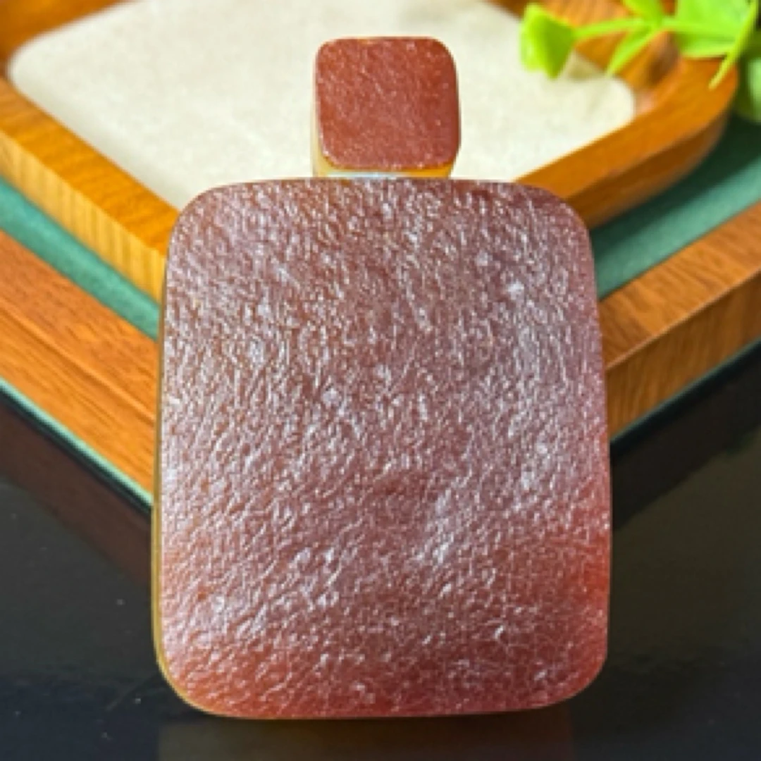 天然琥珀蜜蜡双面原皮切牌吊坠DIY编绳无事牌打孔联系客服