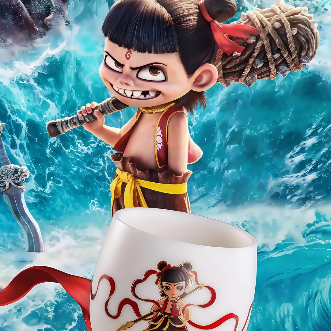 魔童哪吒闹海联名高档茶杯陶瓷水杯哪吒杯送礼个人专用主人杯茶杯