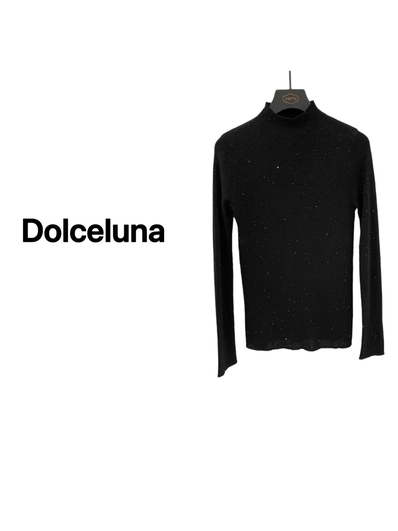 【月姐严选】秋冬满天星半高领羊毛女士长袖修身针织衫上衣-17357