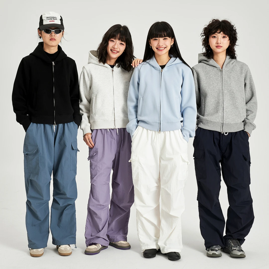 OWOX「黄金比例」美式街头短款开衫连帽卫衣女ins潮流帽衫