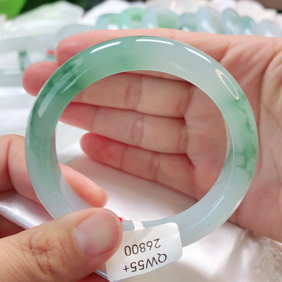 翡翠未镶嵌手镯55正