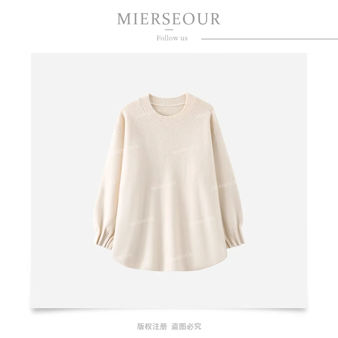 2025冬季新款慵懒风纯色冬季针织衫圆领B8839