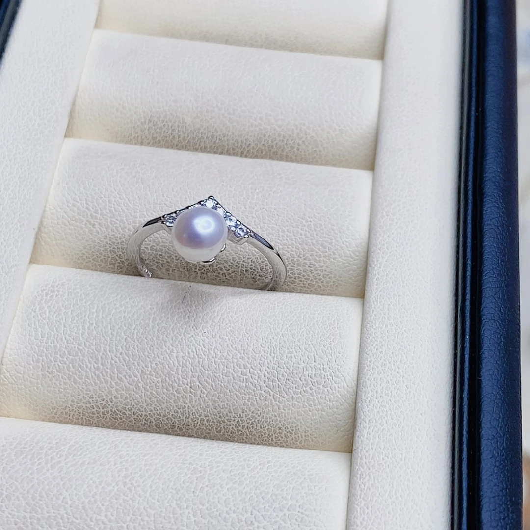 淡水珍珠戒指银S925镶嵌