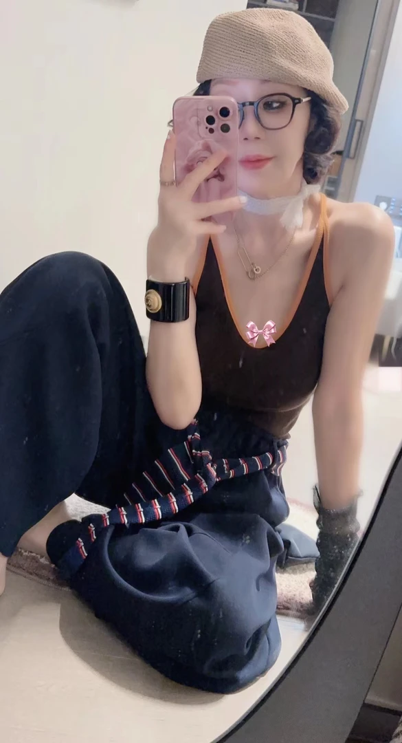 [68岁小姐姐]撞色腰带松紧腰百搭显瘦弯刀阔腿休闲裤D25NX 7042