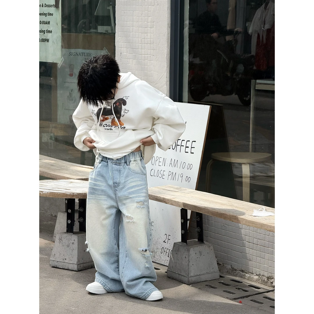 现货THE LUHAN【自由至上】春秋美式高街亲子装中大男童牛仔裤25028