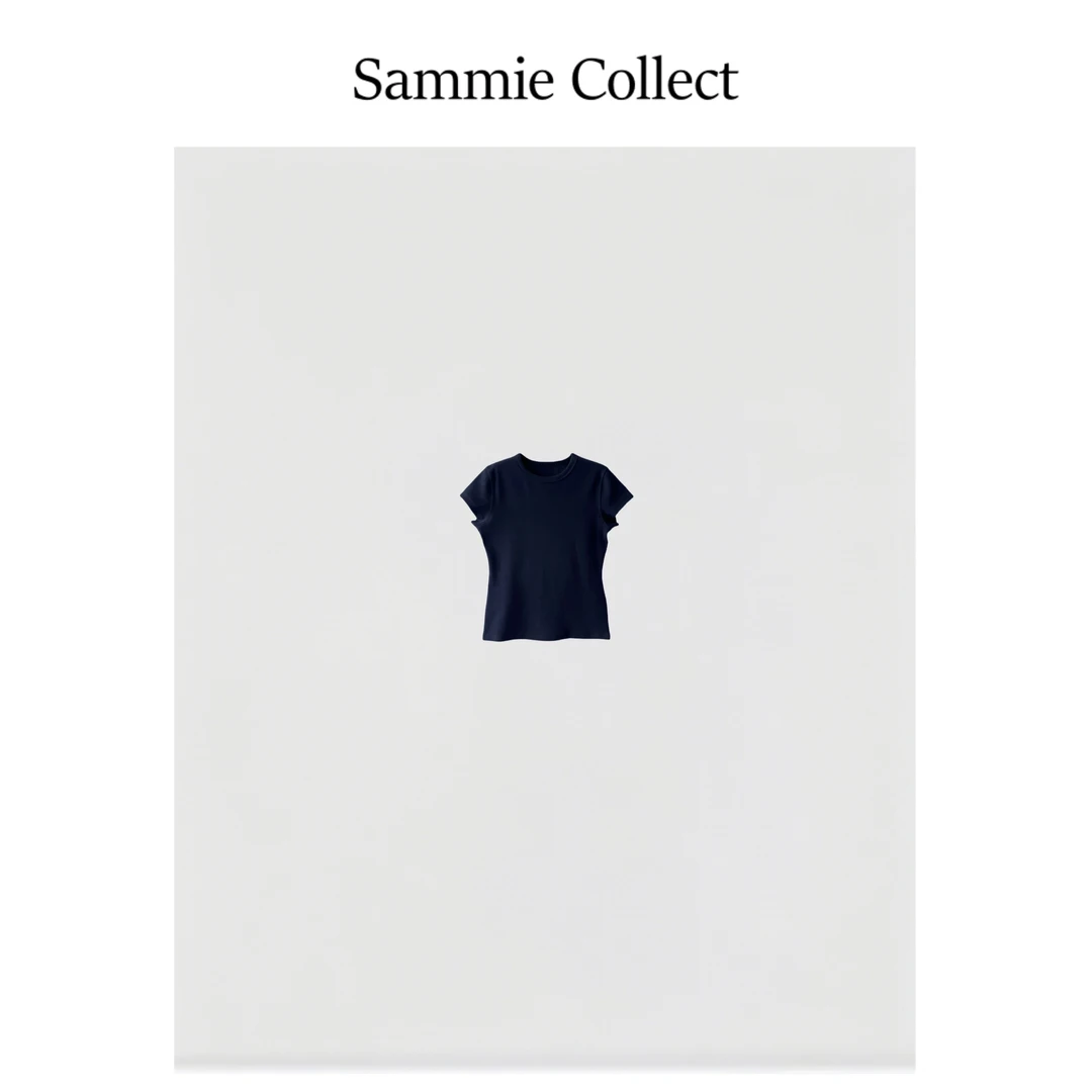 春夏爆款修身显瘦圆领正肩短袖t恤女纯色圆领弹力打底上衣DB1699