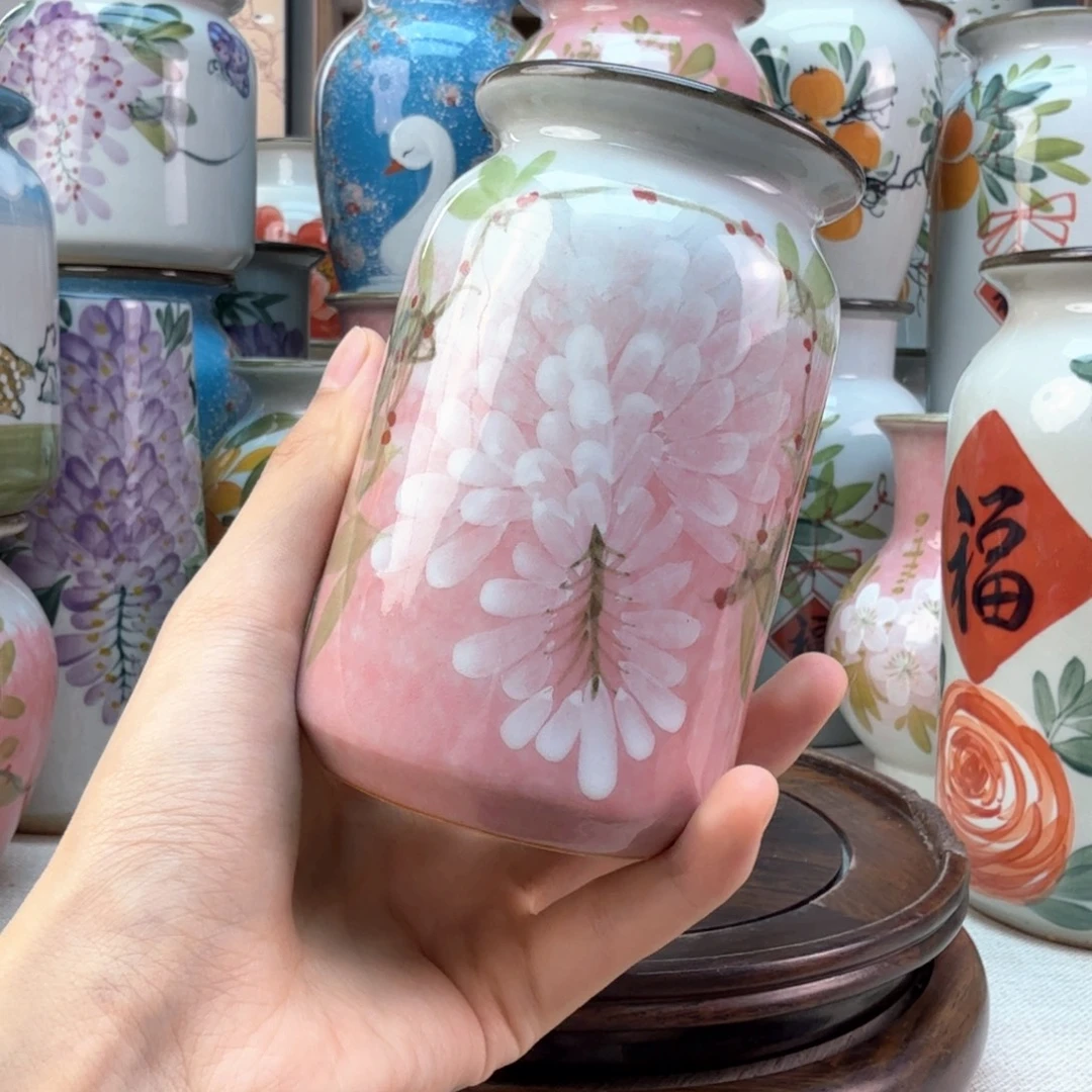 景德镇陶瓷手绘花瓶无孔