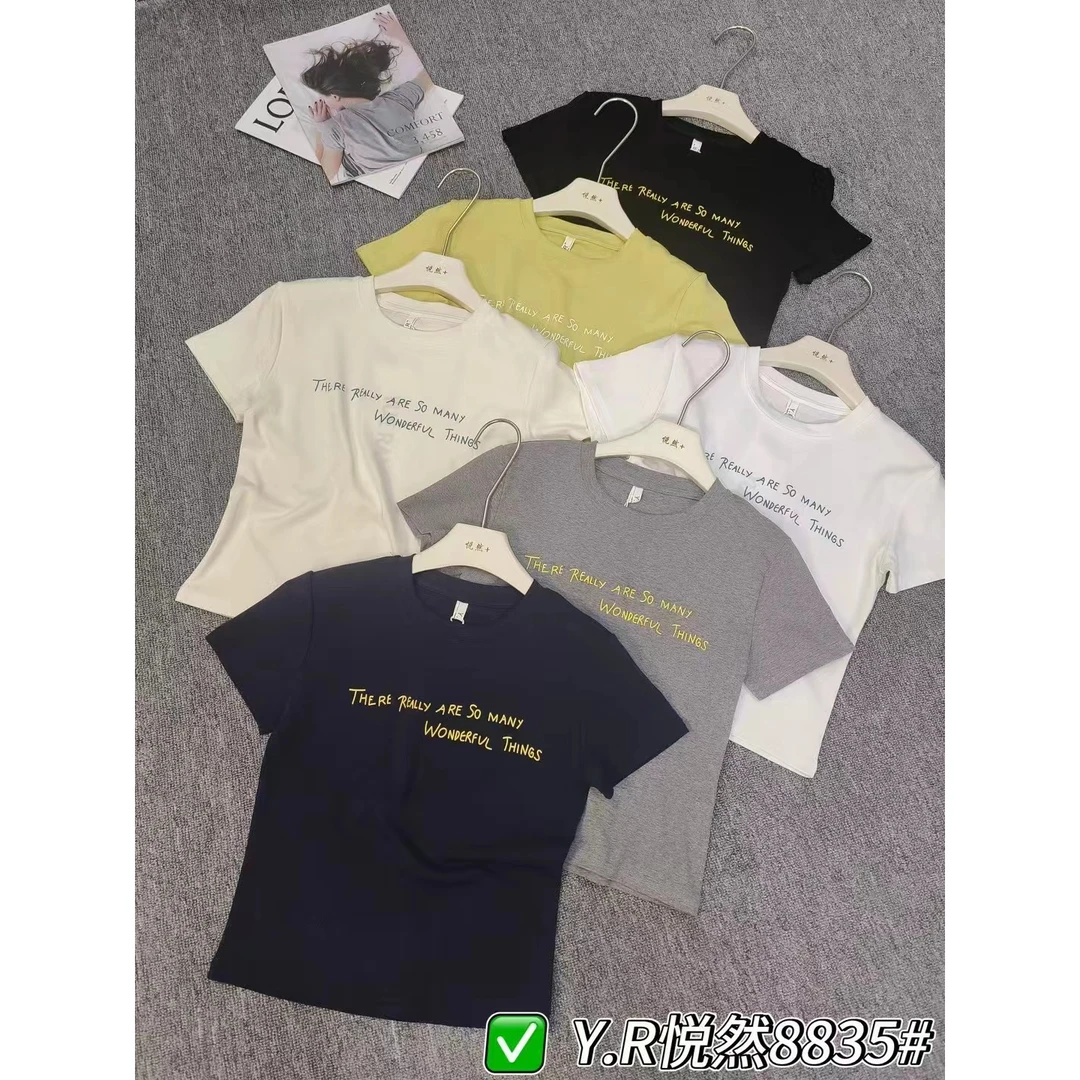 圆领字母印花女装T恤8835