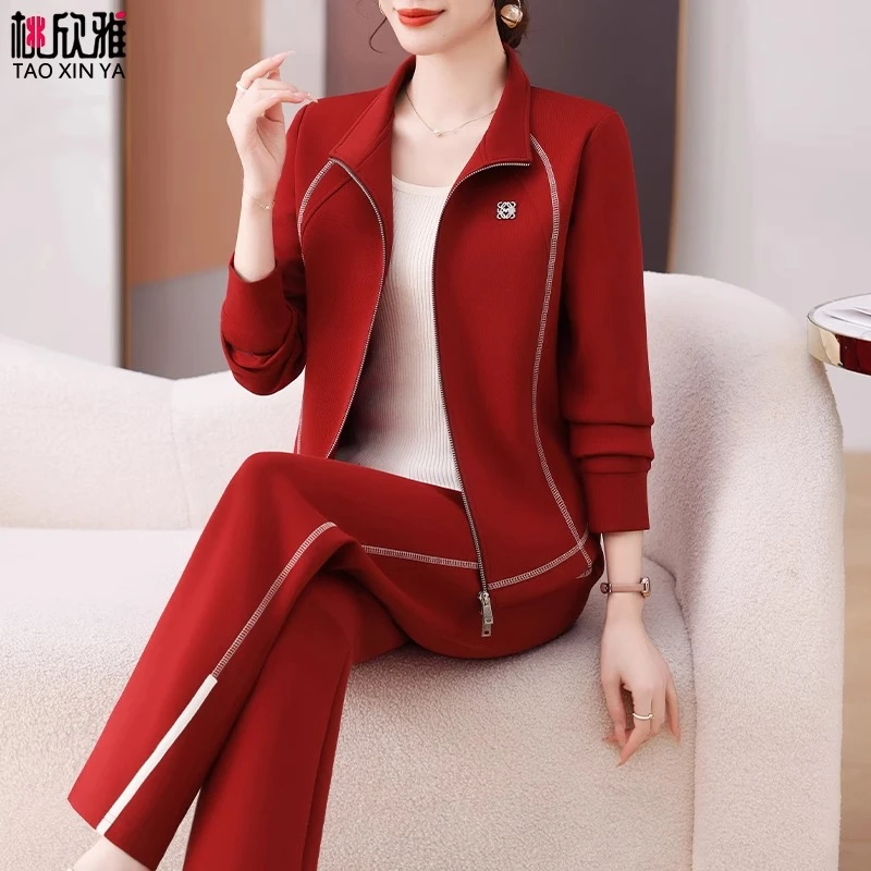 中老年运动服套装女春秋40岁50穿搭中年人秋装洋气外套休闲两件套