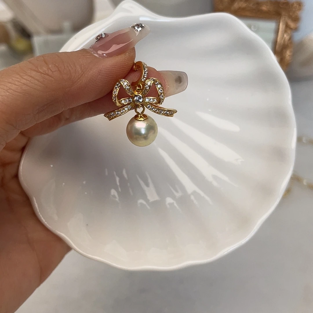 海水珍珠银S925镶嵌吊坠(不含链)