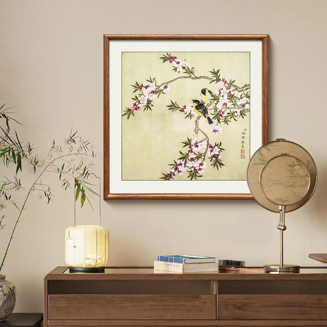新中式茶室玄关宋代美学书房花鸟图挂画jc222莺歌燕舞6060