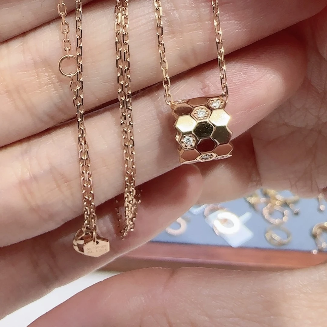 天然钻石项链18K金镶嵌