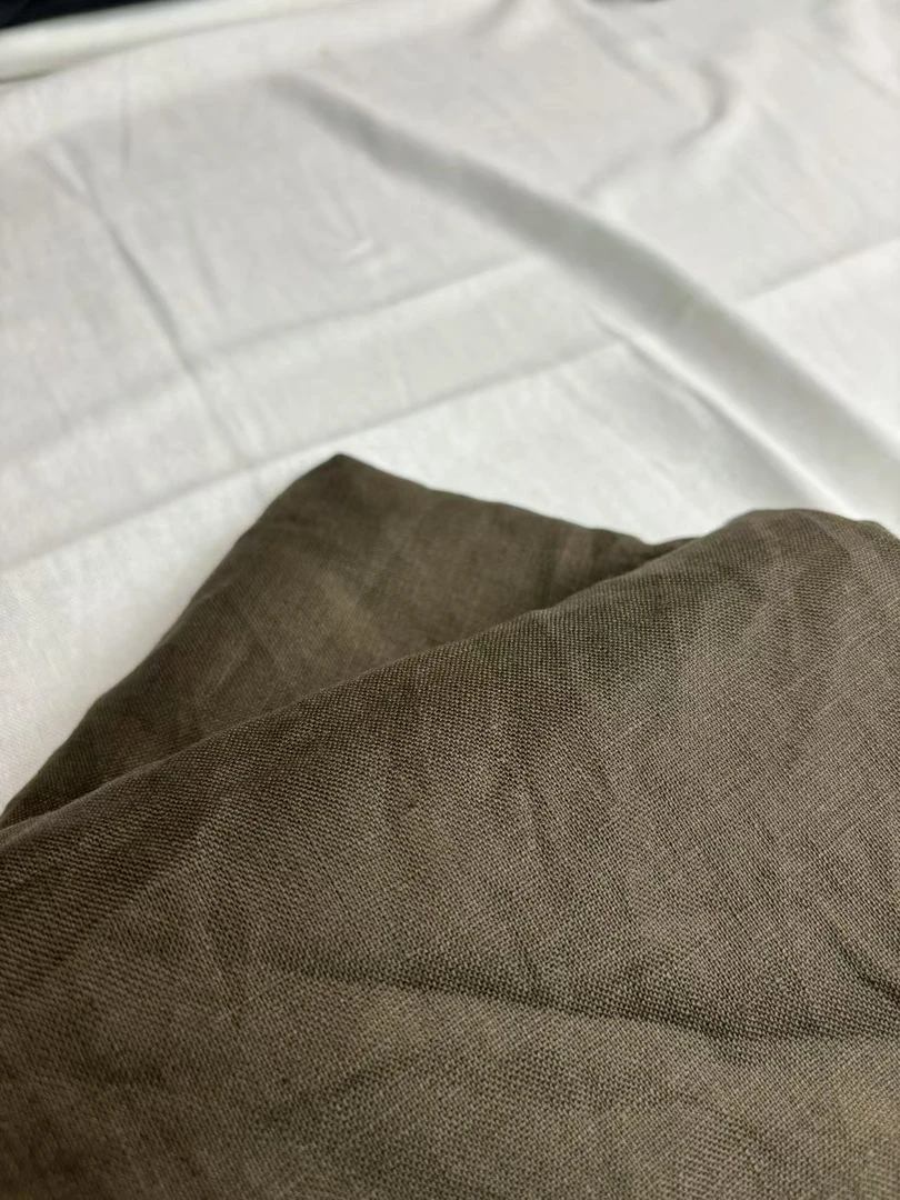 2025年9支纯亚麻加厚款面料咖啡色25110