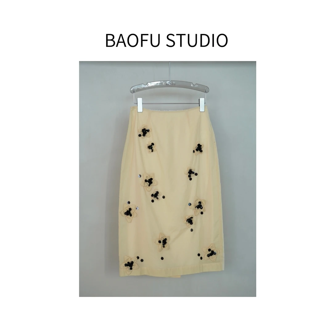 BAOFU studio | 立体钉珠花饰双层轻盈半裙灵动夏季半身裙子