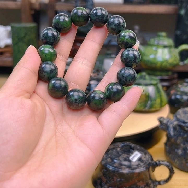 终***豪蛇纹石玉未镶嵌藏玉药王石手串精美