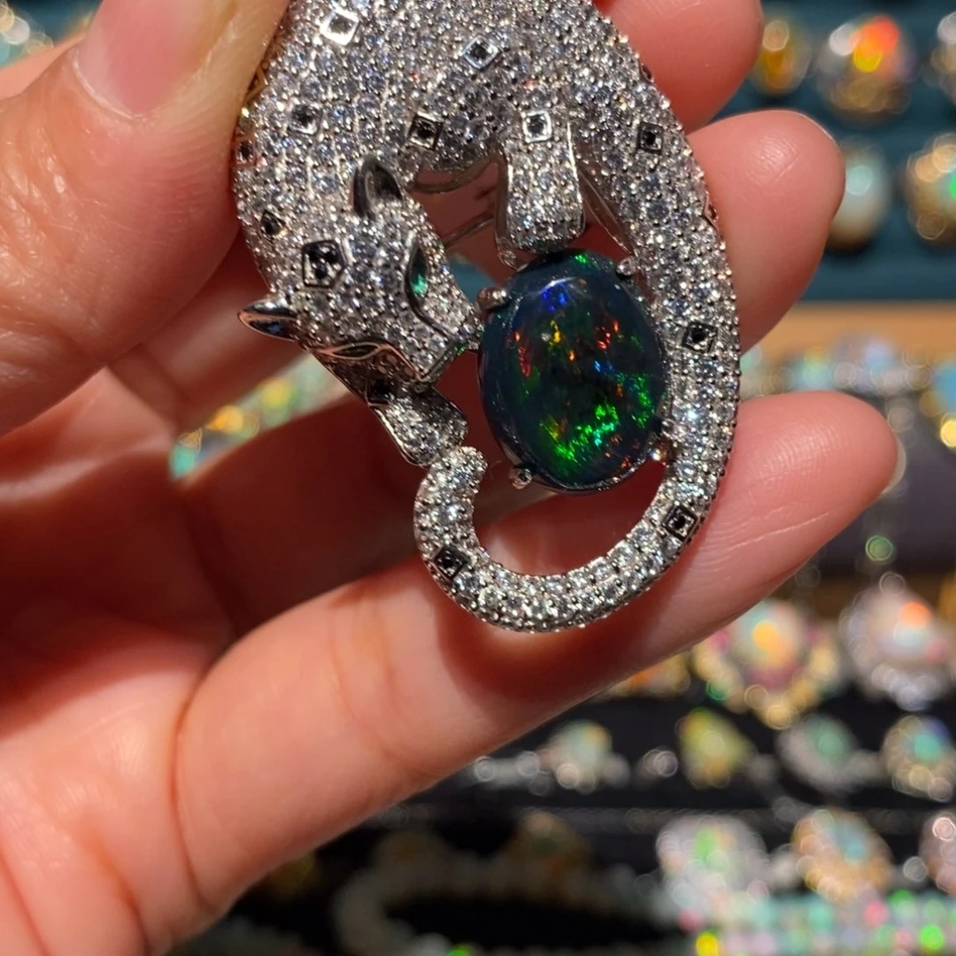 欧泊银S925镶嵌胸针吊坠两用款