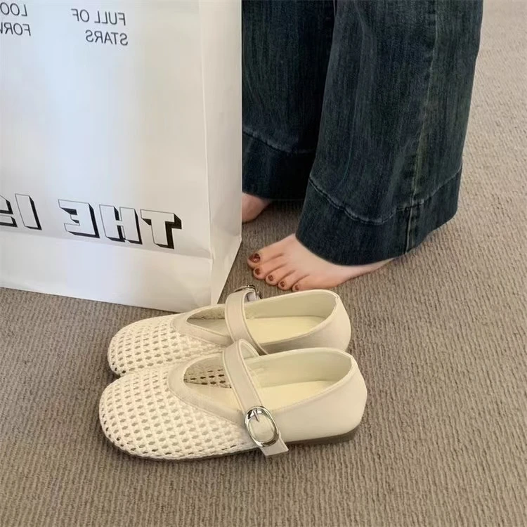 镂空小众小个子厚底凉鞋女仙女风休闲一字带凉鞋厚底