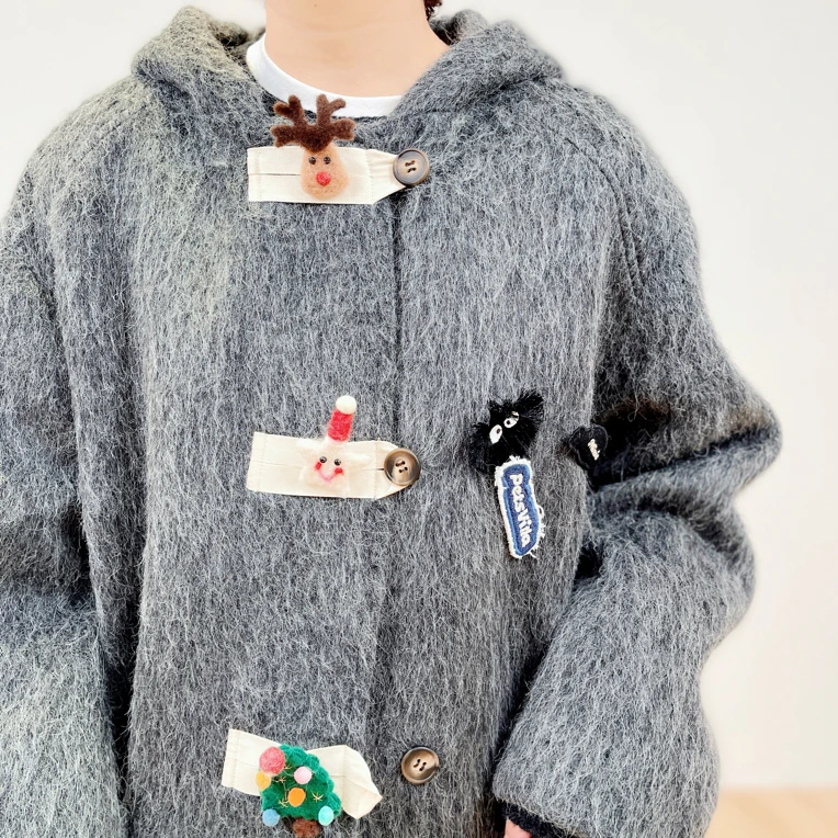 苏丽羊驼 - 长款卡通连帽大衣