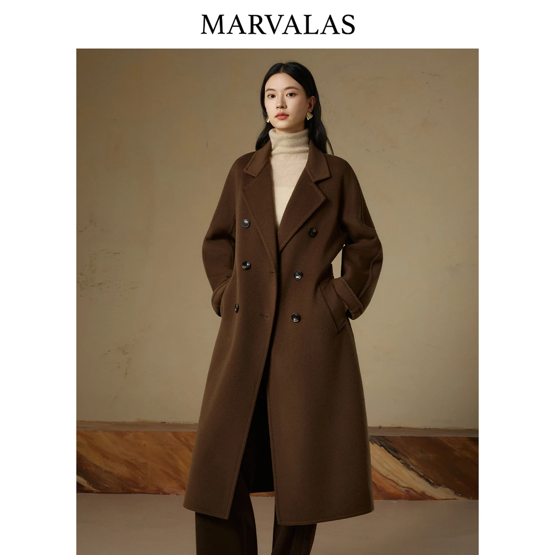 【众心专属】山羊绒毛呢外套冬季新款气质百搭绵羊毛中长款大衣