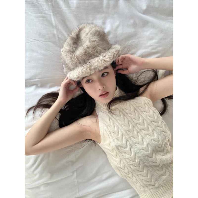 白色麻花半高领针织衫背心女秋冬季新款紧身短款无袖毛衣内搭上衣