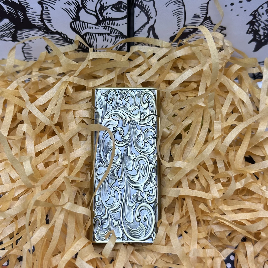 大唐草个性镀古铜打火机双面雕花经典设计