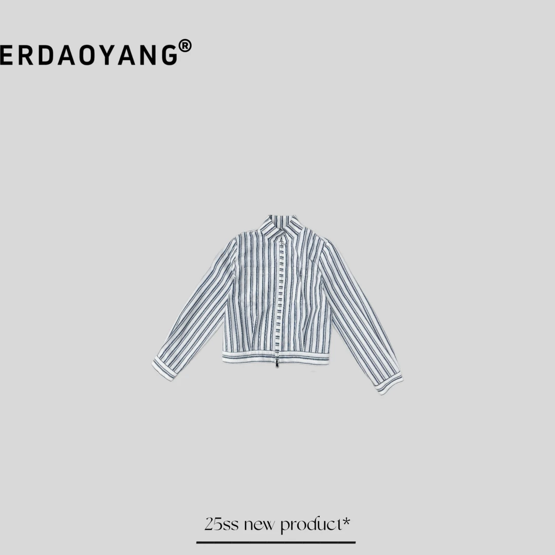 ERDAOYANG "圣帕" 新款刺绣拼色条纹立领外套WTC035