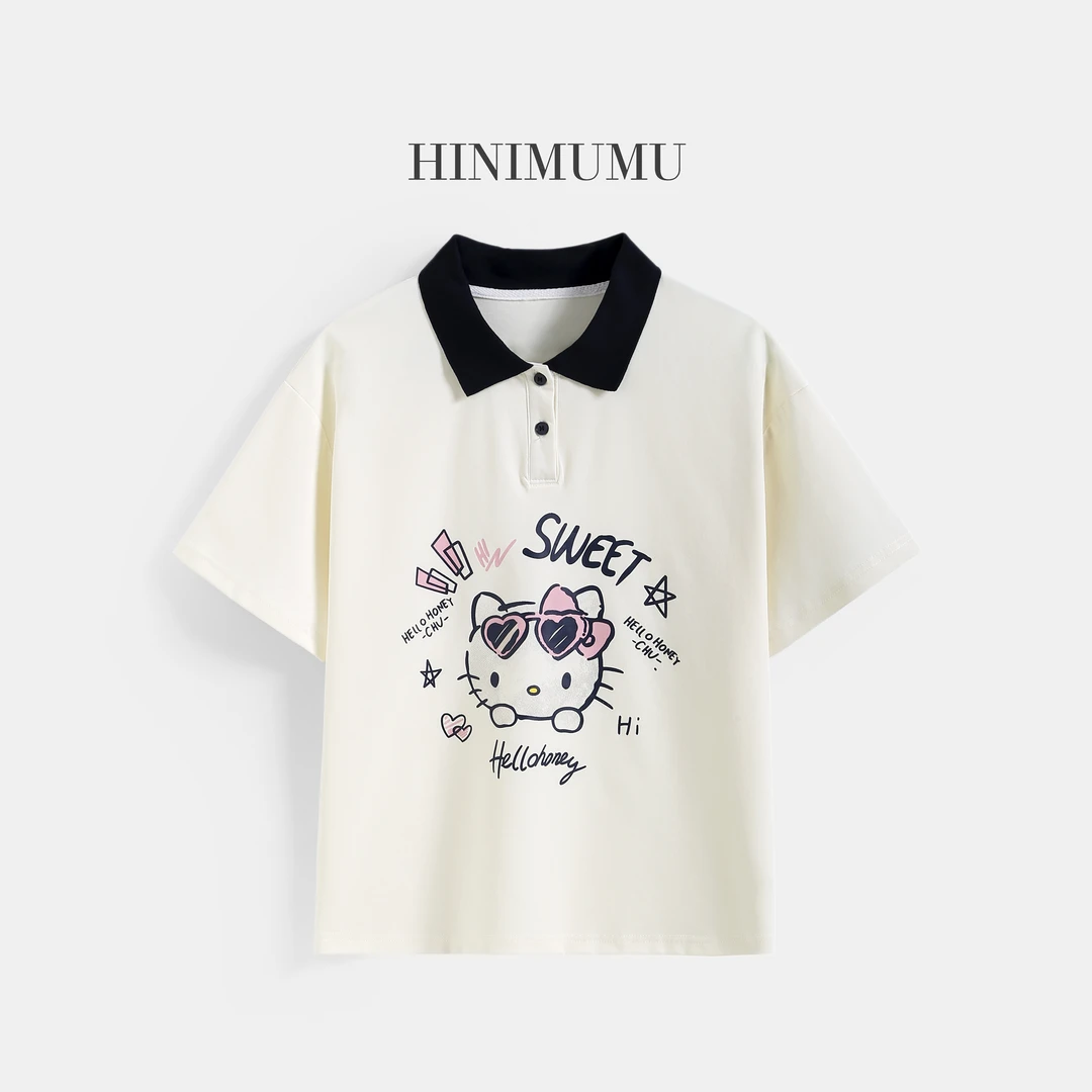 【品牌断码清仓】女童polo衫2025夏季卡通印花休闲短袖T恤Q62682