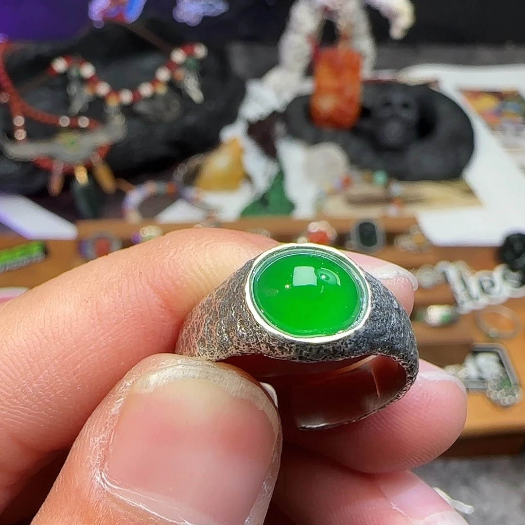 M****翡翠银S925镶嵌戒指