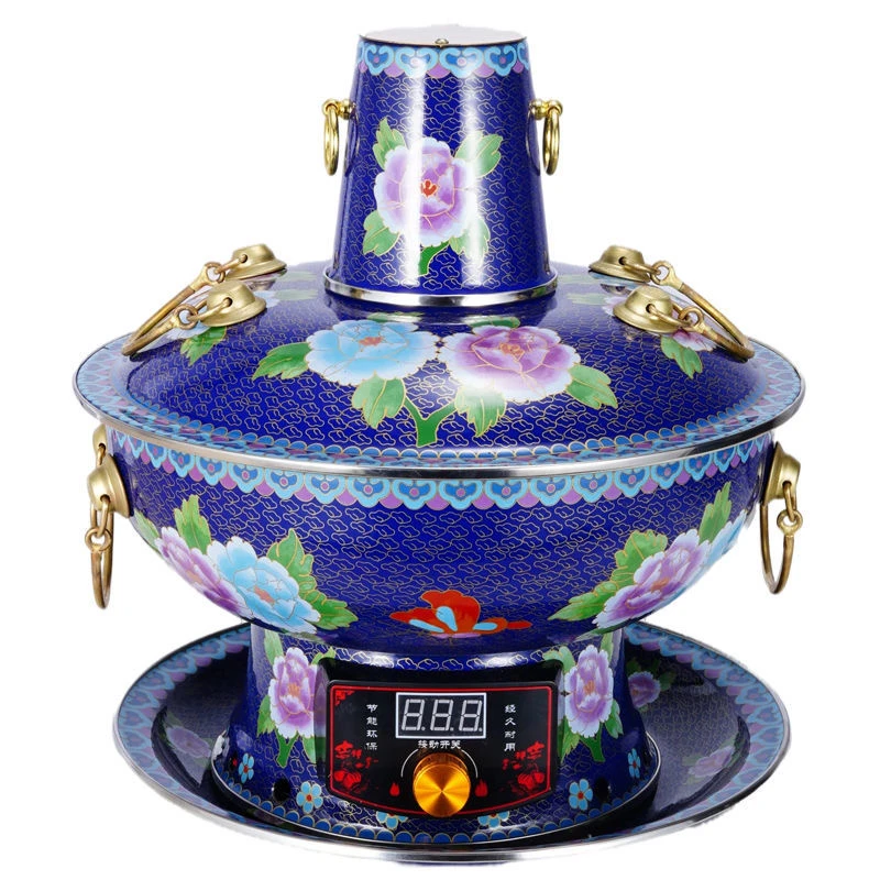 景泰蓝工艺珐琅彩电碳两用纯铜火锅