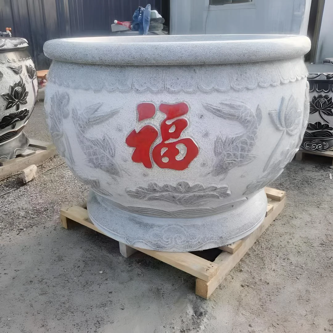 石雕鱼缸花岗岩门海水缸户外养鱼池石缸石盆石头缸庭院摆件