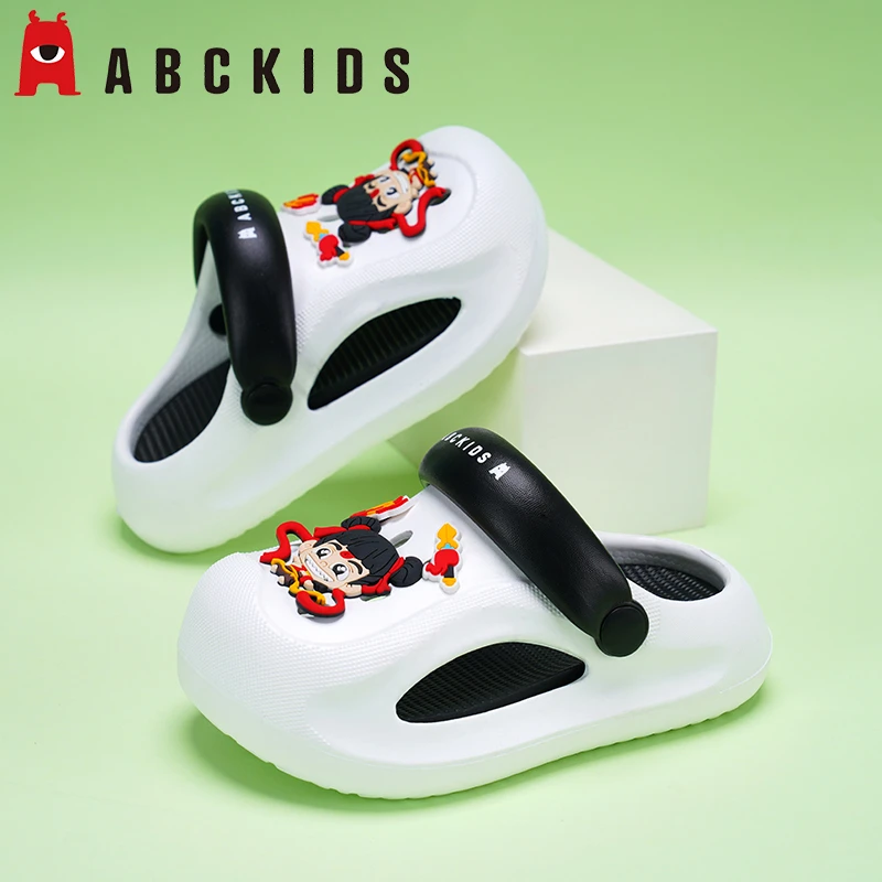 Abckids哪吒儿童拖鞋男童洞洞鞋夏季新款软底包头拖两穿防滑凉拖