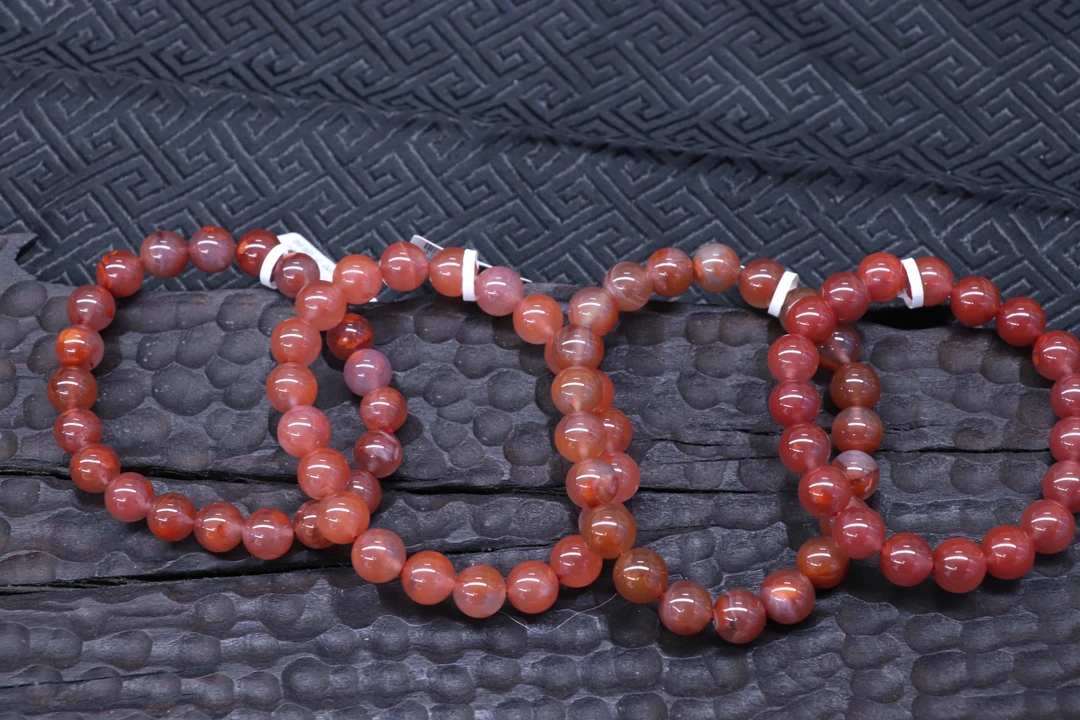原矿无优化川料南红瓦西玫红火焰纹单圈9mm左右手串多样发一串