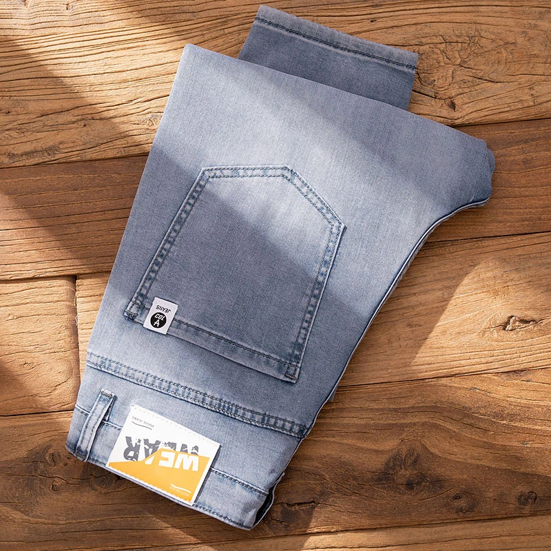 莱赛尔牛仔裤男弹力修身直筒薄款2025春夏新款九分潮流休闲长裤男