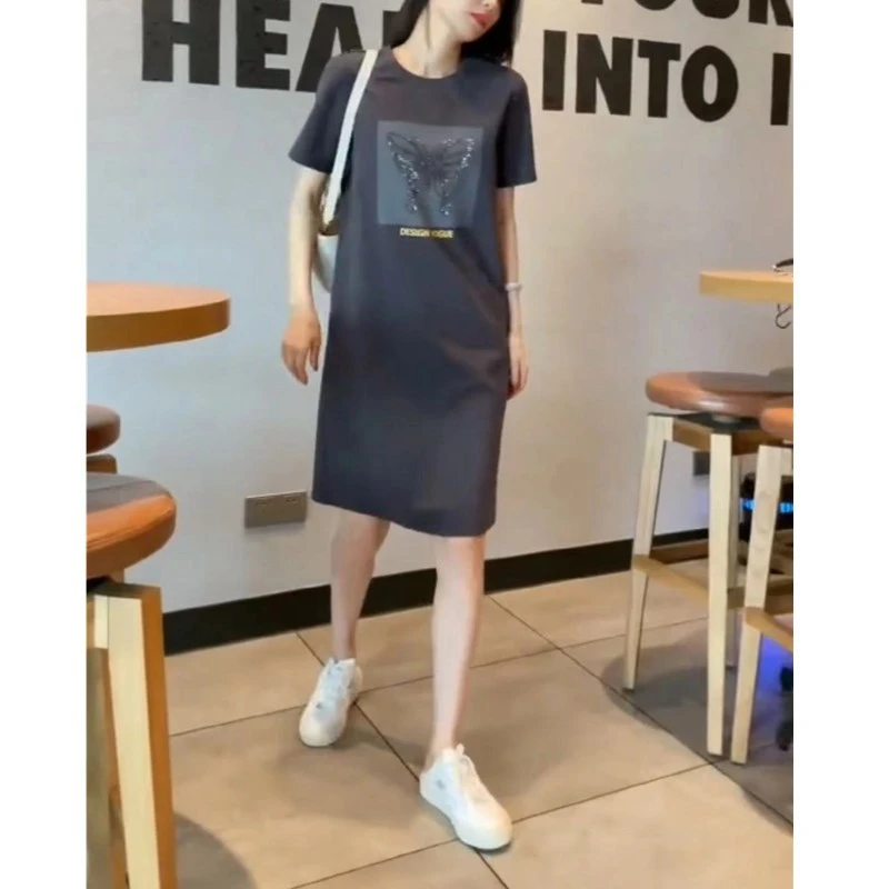 03休闲中长款连衣裙宽松显瘦减龄t恤裙