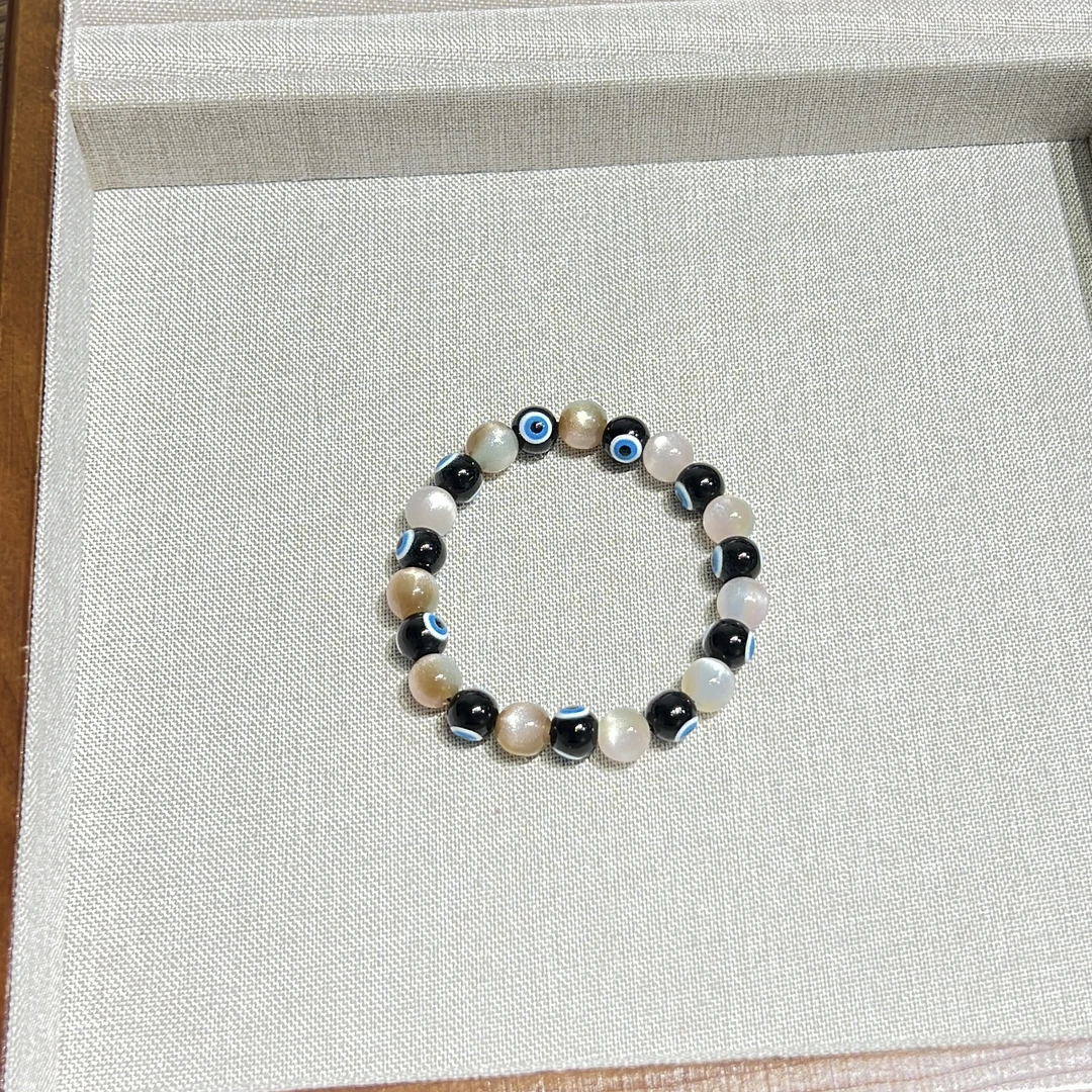 琉璃手链 DiLiZ原创少女风粉色猫眼珍珠拼色手链