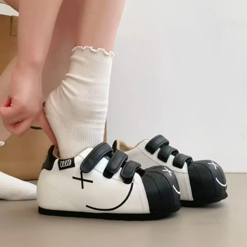 丑萌大头内增高面包鞋女2025年新款魔术贴百搭运动小白鞋休闲板鞋
