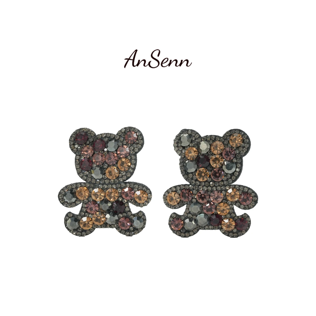 【小魏总珠宝】小熊点镶嵌边夹5cm【一对】