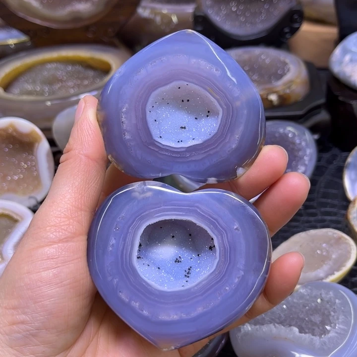 未镶嵌珠宝半成品水晶蓝软爱心盆