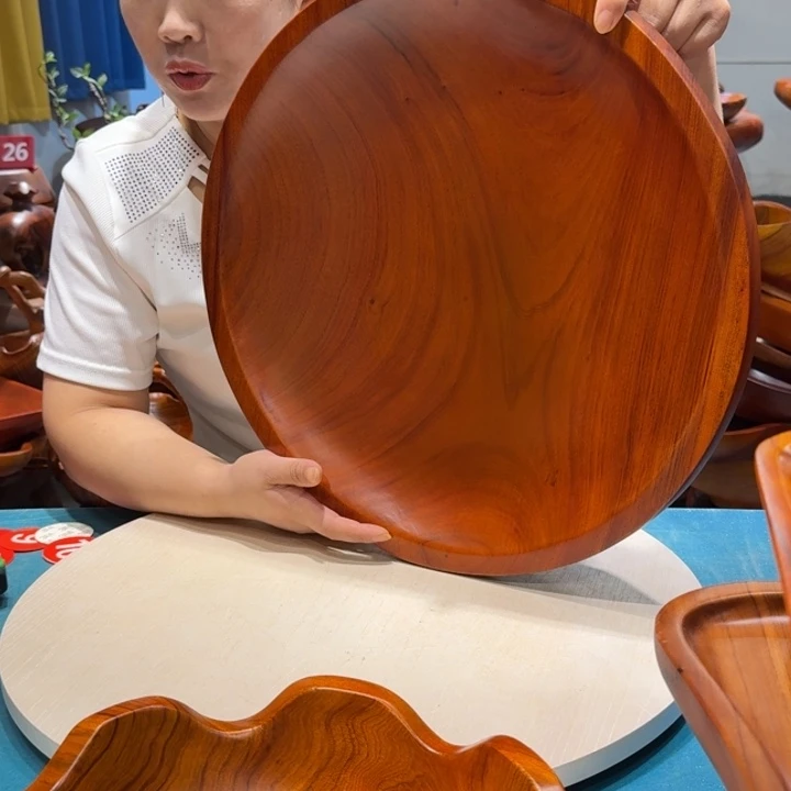 木香樟实木圆形大果盘