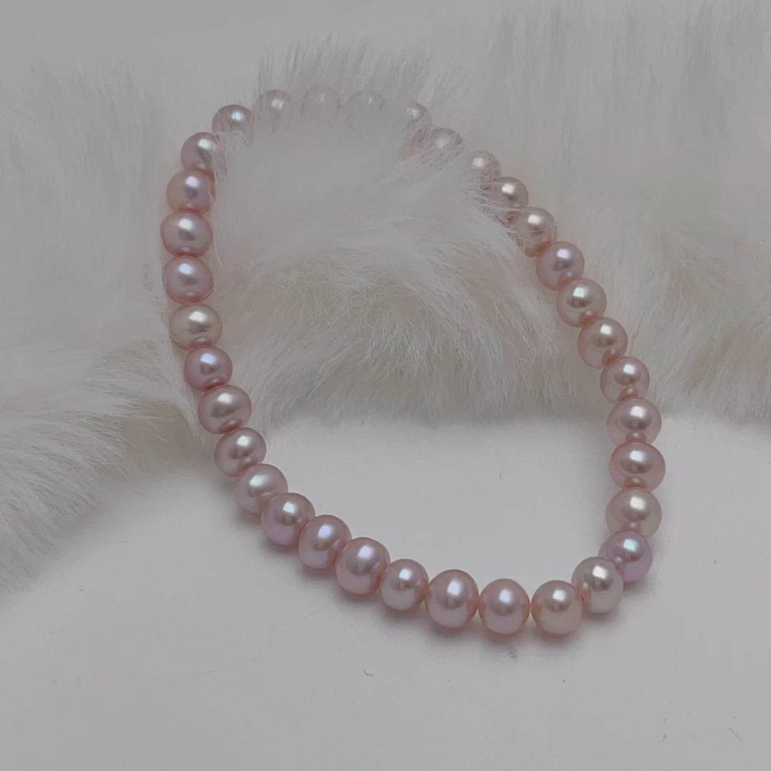 【炫彩紫】5-6mm天然淡水珍珠手链大点位轻奢珍珠紫色  DSL00822