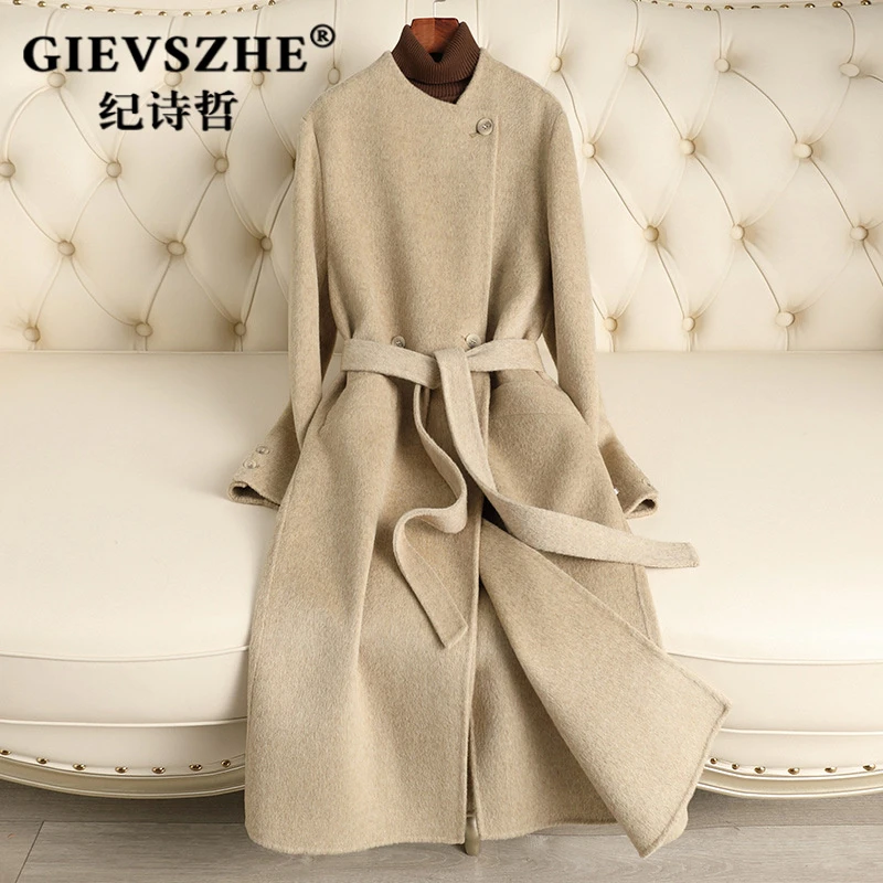 纪诗哲女装双面羊毛大衣气质女秋冬新款时尚修身显瘦保暖毛呢外套