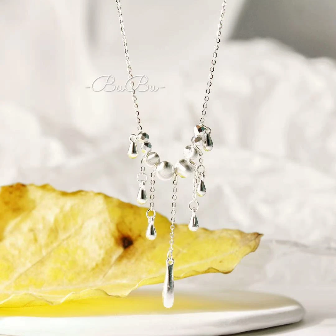 坠链均925银 <落日流光>轻奢小众高级感水滴流苏项链爆闪千金感