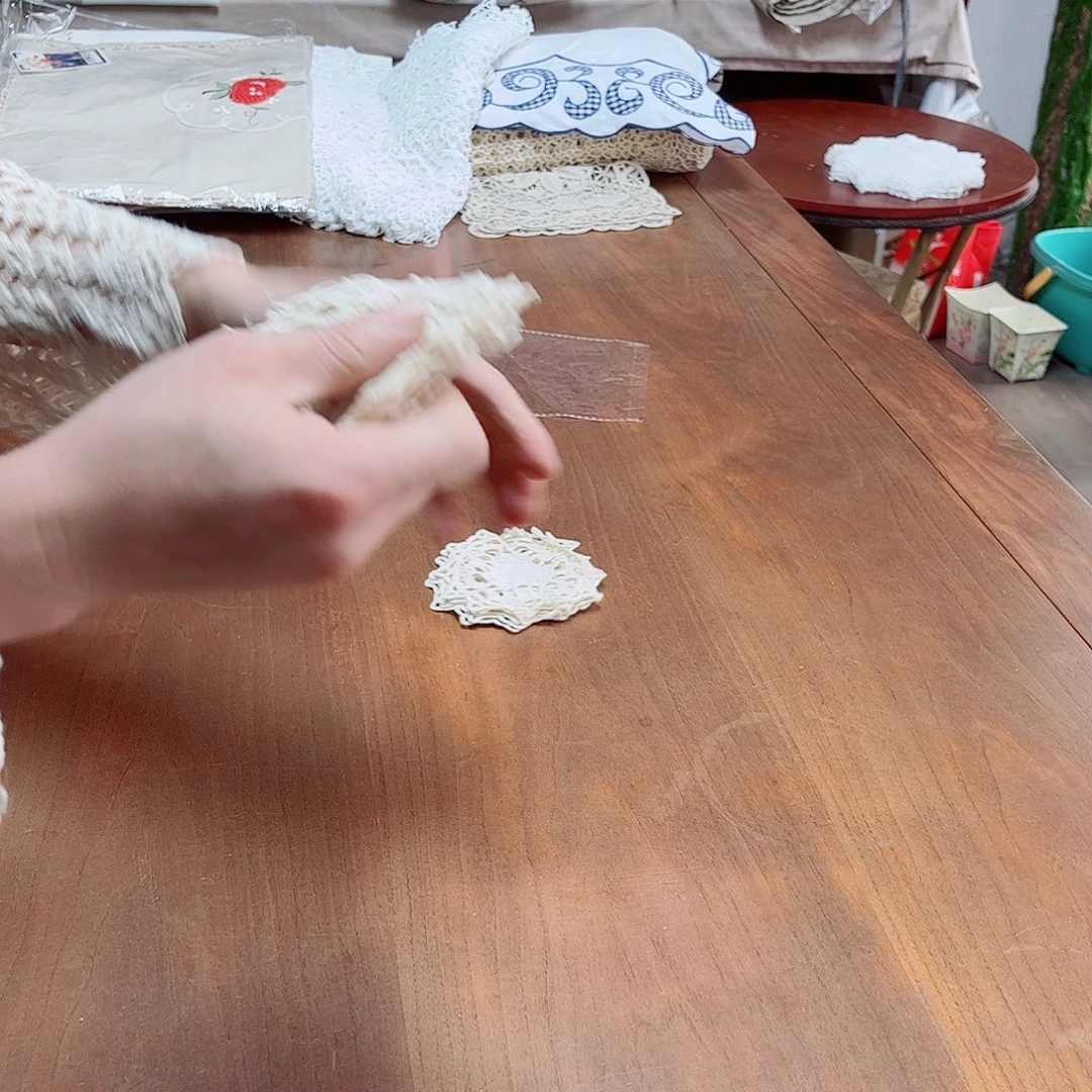 毛绒亚麻棉029-9厘米圆12个